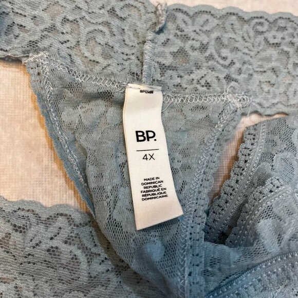 BP Lace Low-Rise Thong Blue Grey Floral Stretch Lingerie Panty Plus 4X - Picture 6 of 10